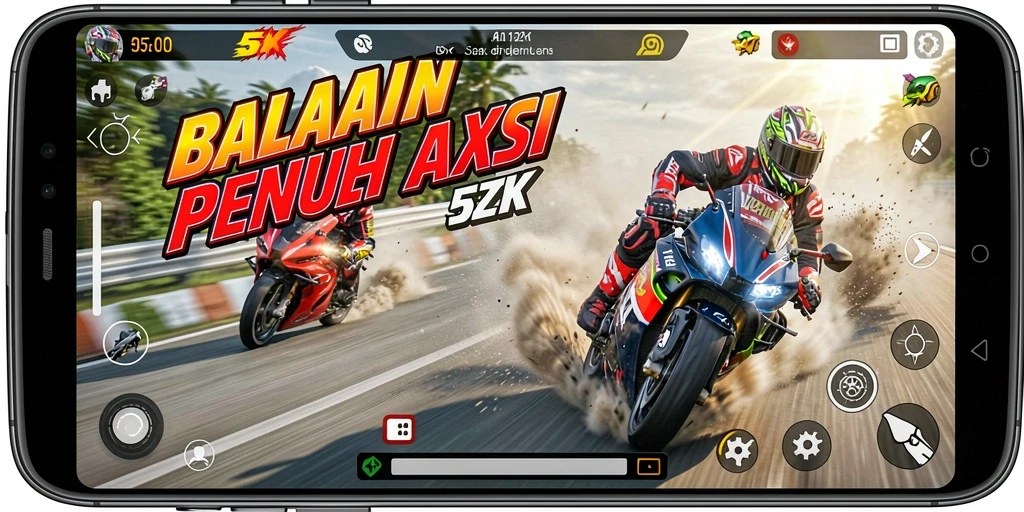 Gameplay seru di balapan motor 5ZK yang menegangkan.