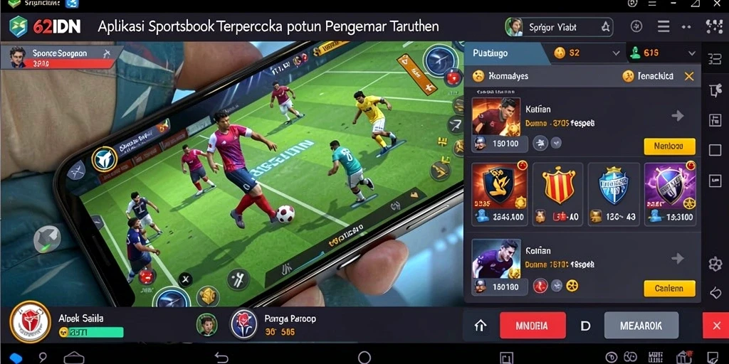 Tampilan aplikasi 62IDN dengan berbagai pilihan taruhan olahraga.