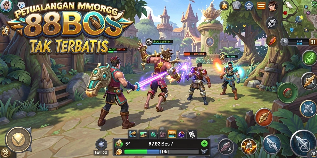 Tangkapan layar gameplay 88BOS menampilkan pertempuran epik antara karakter.