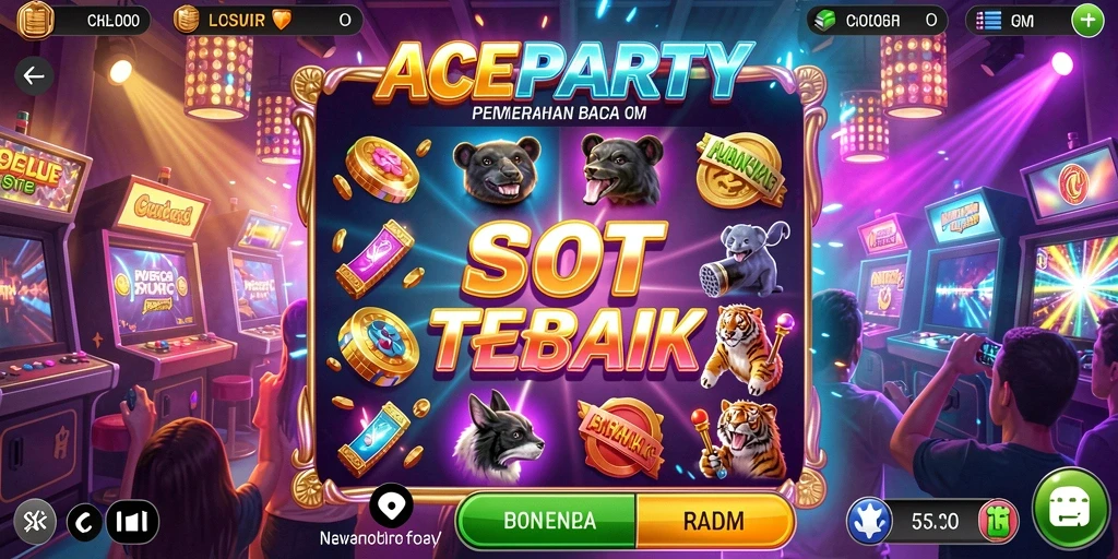 Tampilan gameplay ACEPARTY yang menarik dengan warna-warna cerah dan efek visual yang menawan.
