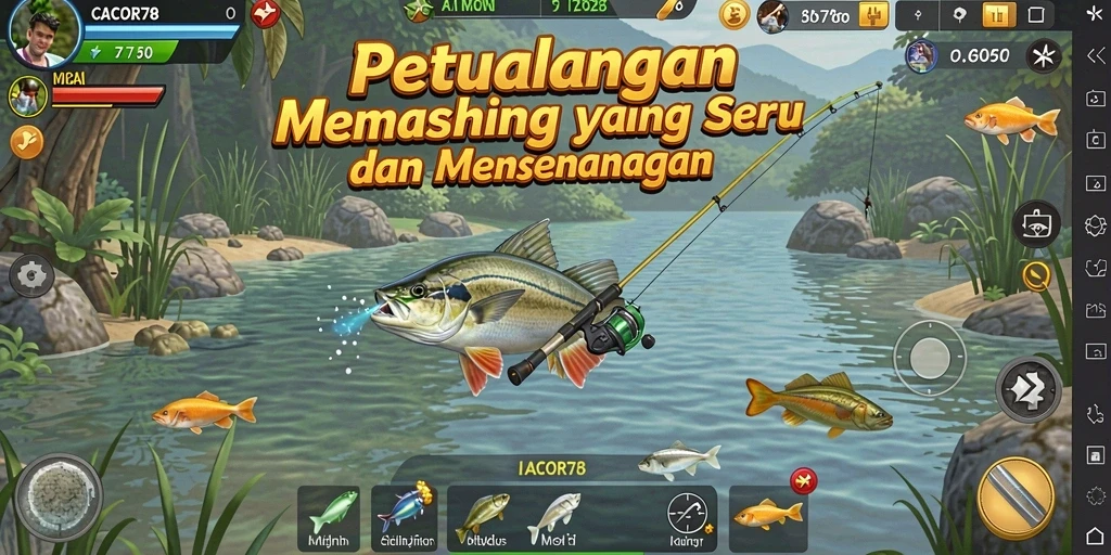 Tangkapan ikan besar dan suasana memancing yang realistis.