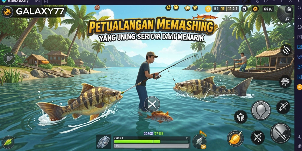Screenshot menampilkan gameplay seru saat memancing di GALAXY77.