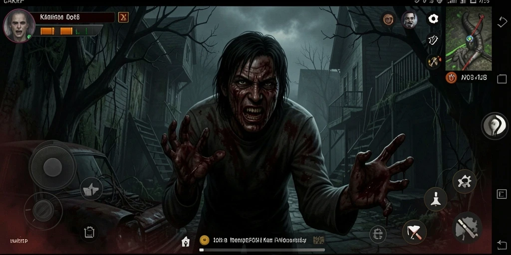 Tangkapan layar gameplay KAKRP menampilkan suasana Horror yang mencekam.