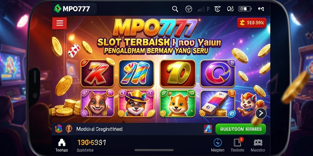 Tampilan gameplay menarik dengan berbagai tema slot yang seru.