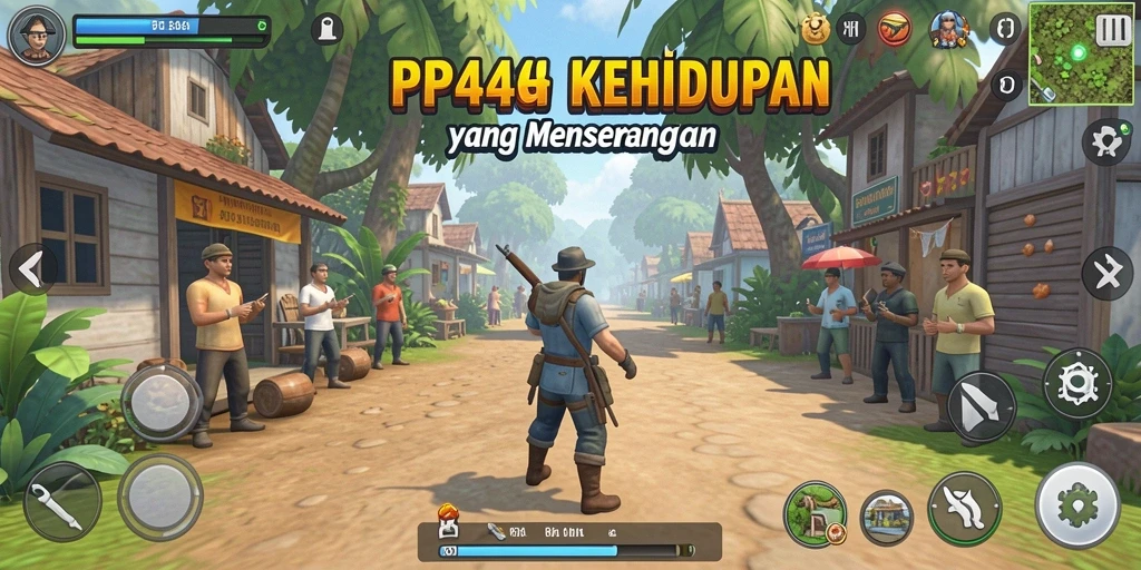Tampilan gameplay PP444 dengan aktivitas simulasi yang interaktif.