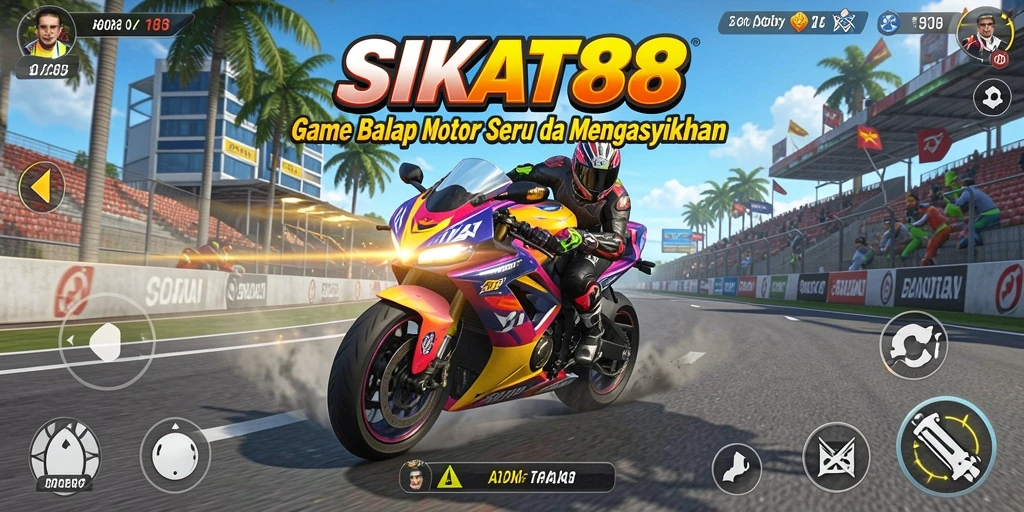 Tangkapan layar gameplay SIKAT88 yang mendebarkan di lintasan balap.
