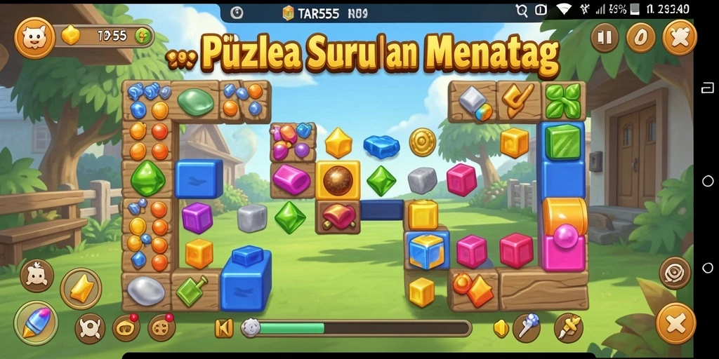 Tampilan gameplay TAR555 yang menantang dan penuh warna.